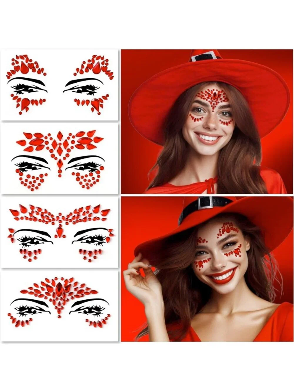 Self-Adhesive Face Gems for Festivals & Rave Parties - Glitter Rhinestone